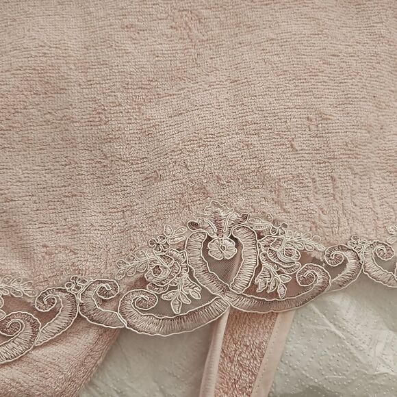 Royal Home Women's Embroidery Robe Set With Face Cloth & Hand Towel Medium Pink - Picture 12 of 16